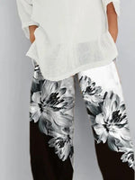 Casual Floral Printed Pants with Pockets