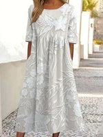 Basic Round Neck Short Sleeve Midi Dress