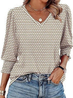 LilyWish Popular V-Neck 3/4 Sleeve Top