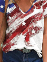 Casual V Neck Shift Abstract T-Shirts