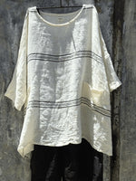 LilyWish Striped Printed Round Neck 3/4 Sleeve top