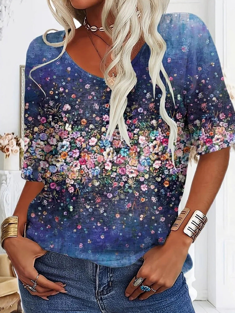 LilyWish Special V-neck Short Sleeve Top