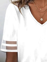 Women Casual Plain Loose V Neck T-Shirt