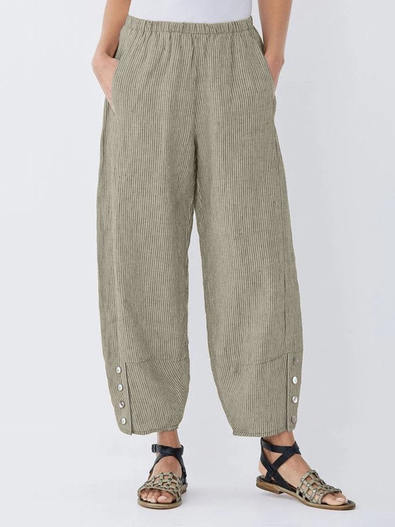 Casual Striped Pockets Pants
