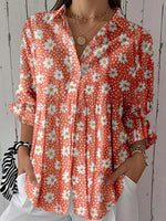 LilyWish Romantic Floral Print Long Sleeve Top