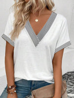 LilyWish Stylish Short Sleeve V-Neck Top