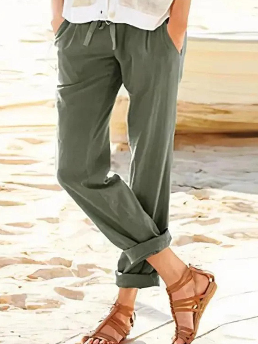 LilyWish Solid Color Casual Straight leg Pants