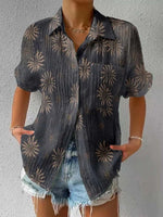 Women’s Casual Short Sleeve Button Front Printed Shirt