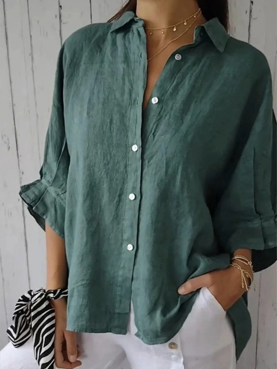 Women's Cotton Half Sleeve Button Down Shirt