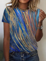 LilyWish Vintage Gradient Crew Neck T-Shirt