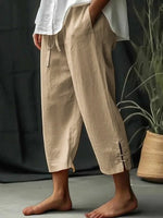 Khaki Casual Solid Daily Pants