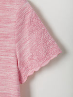 Casual Solid Embroidery V-neck Short Sleeve T-shirt