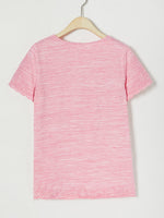 Casual Solid Embroidery V-neck Short Sleeve T-shirt