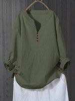LilyWish Literary And Artistic Pullover V-Neck Loose Fitting Shirt