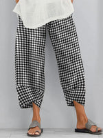 Soft Plaid Cropped Stitching Pants