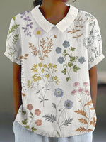 Casual Floral Print Short Sleeve Blouse
