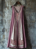 LilyWish Vintage Viking Celtic Knot Patchwork Cozy Tank Dress