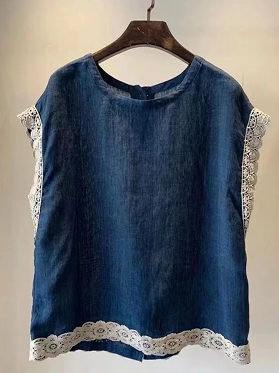 Retro Art Lace Sleeveless Top