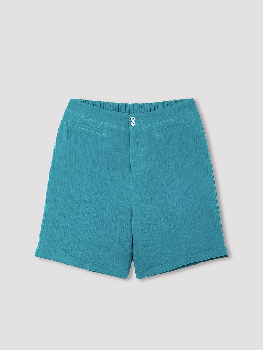 Solid Color Summer Casual Shorts With Buttons