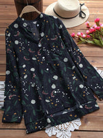 LilyWish Elegant Floral Print Stand Collar Blouse