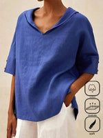 LilyWish Loose Casual Solid Color V-Neck Shirt