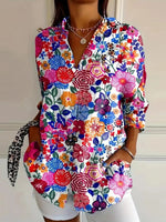 LilyWish Chic Long Sleeve Floral Print Shirt