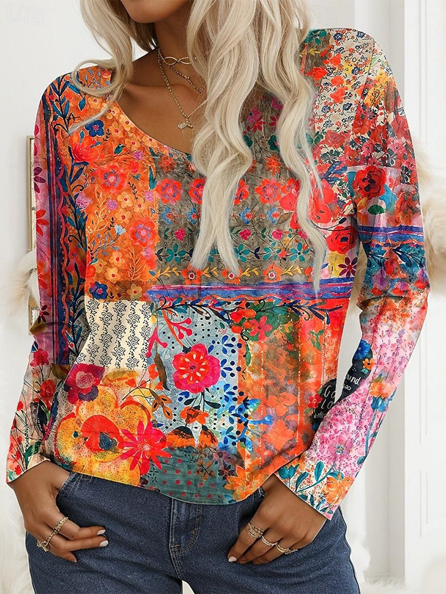 LilyWish Stunning Orange Long Sleeve Top