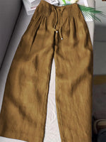 Women's Solid Color Pleated Drawstring Casual Wide Leg Pants