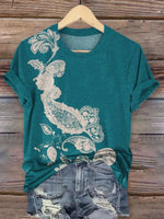 LilyWish Green Round Neck Short Sleeve Top
