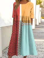 LilyWish Casual Round Neck Short Sleeve Midi Dress