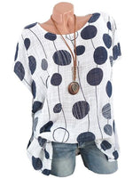 LilyWish Plus Size Polka Dots Casual Bat Sleeveless Blouse