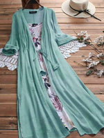 Vintage Boho Print Two-piece 3/4 Sleeve Maxi Dress