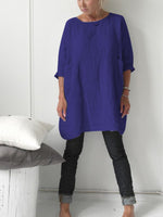 LilyWish Casual Crew Neck 3/4 Sleevee T-shirt with Pockets