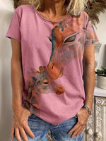 LilyWish Short Sleeve Giraffe Printed T-Shirt