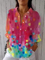 LilyWish Colorful Collared Long Sleeve Shirt
