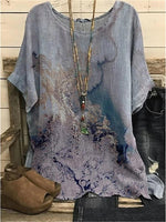LilyWish Green Casual Graphic Tops Round Neck Printed Short Sleeve Blouse