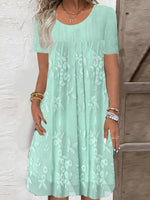 Breezy Plain Short Sleeve Round Neck Mini Dress