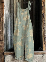 LilyWish Retro Floral Art Print Casual Loose Jumpsuit
