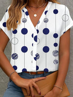 LilyWish Unique Polka Dot Print Short Sleeve Shirt