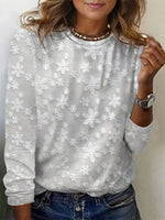 Casual Floral Crew Neck Long Sleeve T-Shirt