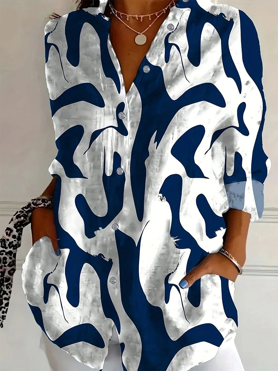 LilyWish Abstract Print Long Sleeve Shirt