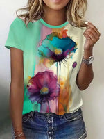 LilyWish Vintage Floral Print T-Shirt