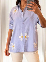 LilyWish Light Purple Collared Long Sleeve Shirt