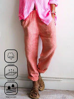 Striped Cotton And Linen Casual Harem Pants