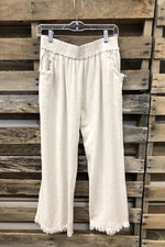 Loose White Solid Color Wide-leg Cotton Pants