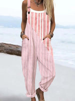 Sweet Striped Print Side Pocket Jumpsuit