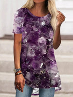 Purple Crew Neck Short Sleeve T-shirt