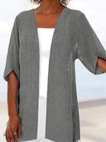 LilyWish Light Gray Casual Solid Summer Half Sleeve Cardigan