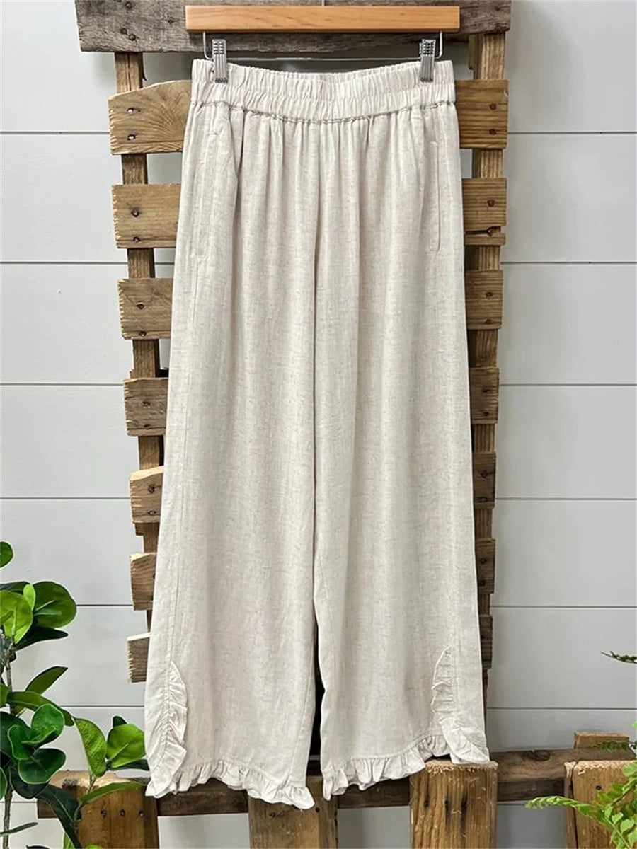Women's Ruffled Elastic Waist Pants