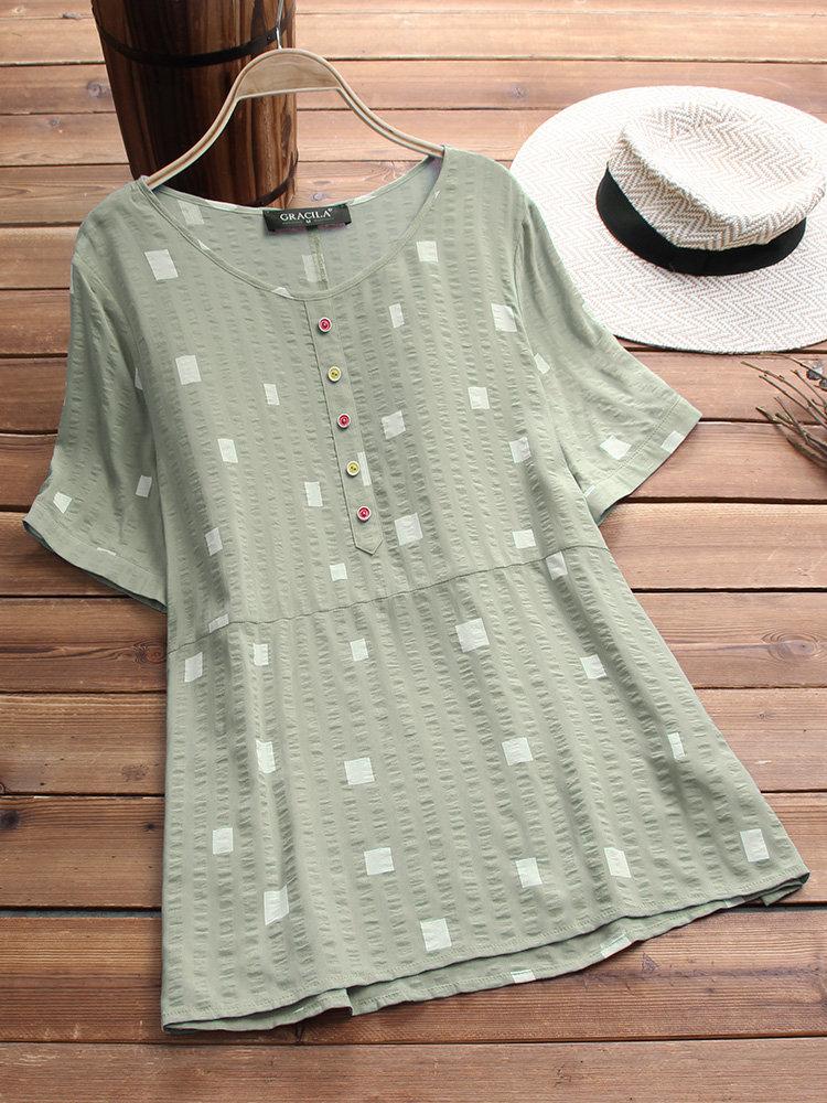 LilyWish Short Sleeve Geometric Print Casual T-shirt